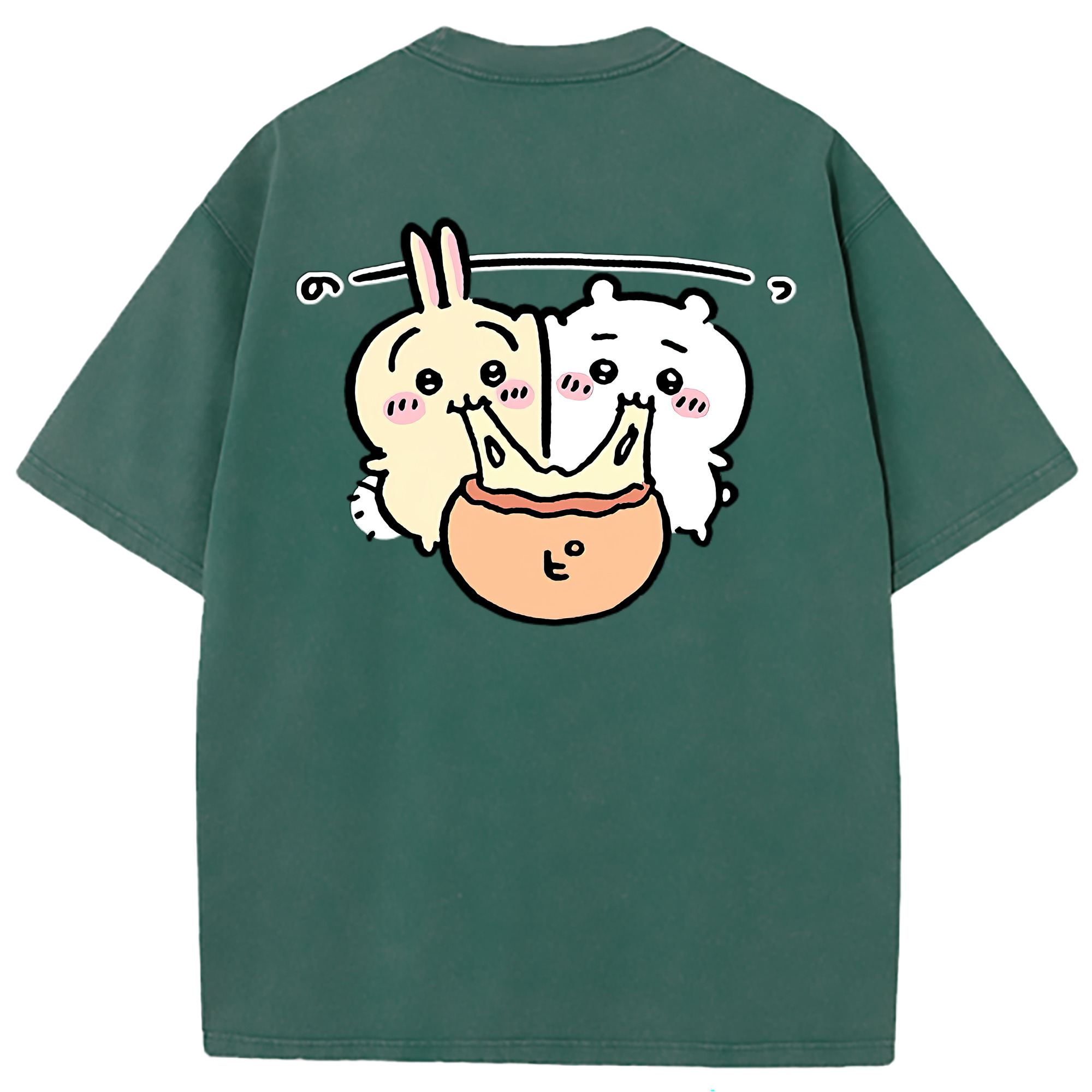（画像用） ちいかわ うさぎ Chii-kawa usagi 綿100% ヴィンテージ風 半袖Tシャツ（背面プリント）